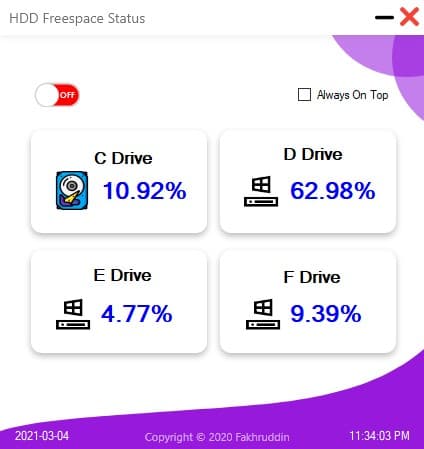 HDD Freespace Status with C#